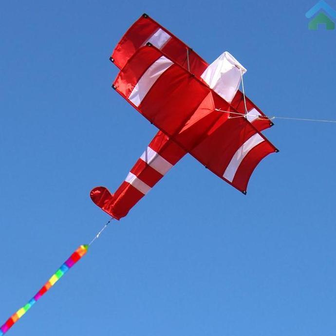 Layangan 3D Layangan Pesawat Layang Layang Besar Bi-Plane Kite Giant