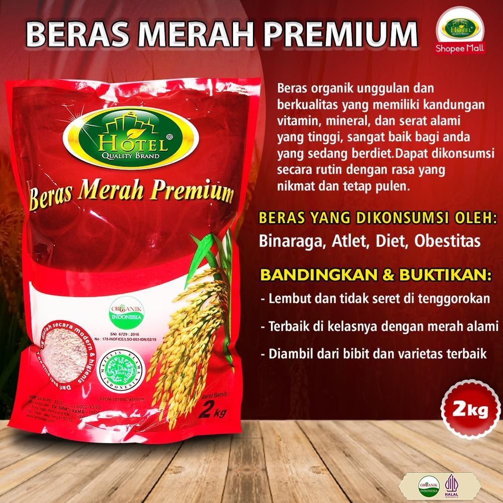 Beras Merah Hotel 2 Kg - Beras Merah Organik - Beras Organik Merah