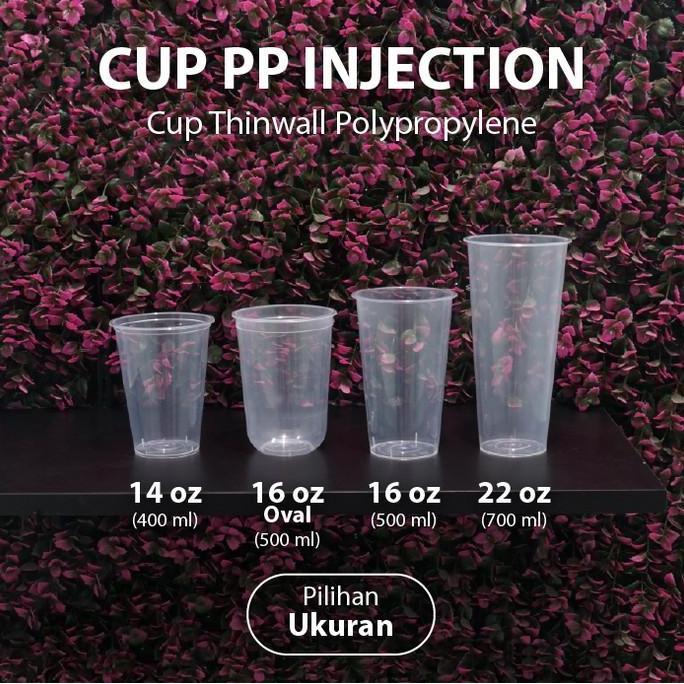 (Bekasi) 25 pcs - Cup 14oz Injection - Gelas Thinwall Plastik PP 400ml