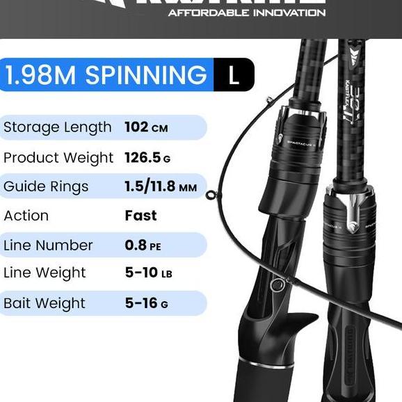 Kastking Spartacus Ii Joran Pancing Rod 1.98M Spinning Baitcasting Lure Rod 2 Sections Umpan Lure Jo