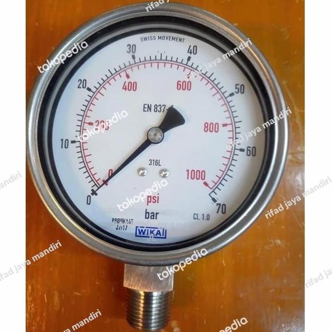 Pressure Gauge Wika 4 Inch 1000 Psi 70 Bar