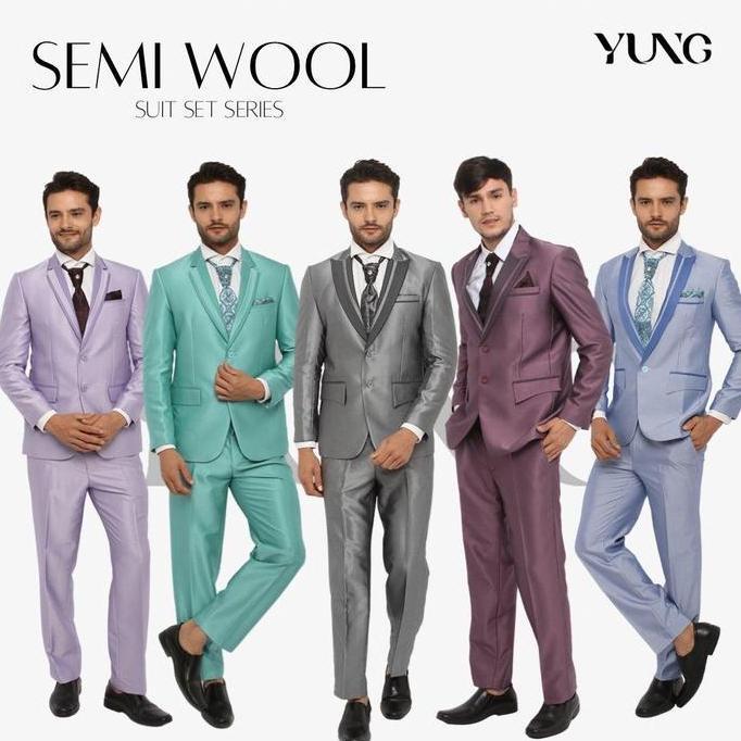 Jas Pria Semi Wool Glossy Setelan Jas Pengantin Pria Jas Pria Wedding Jas formal Non formal Blazer -