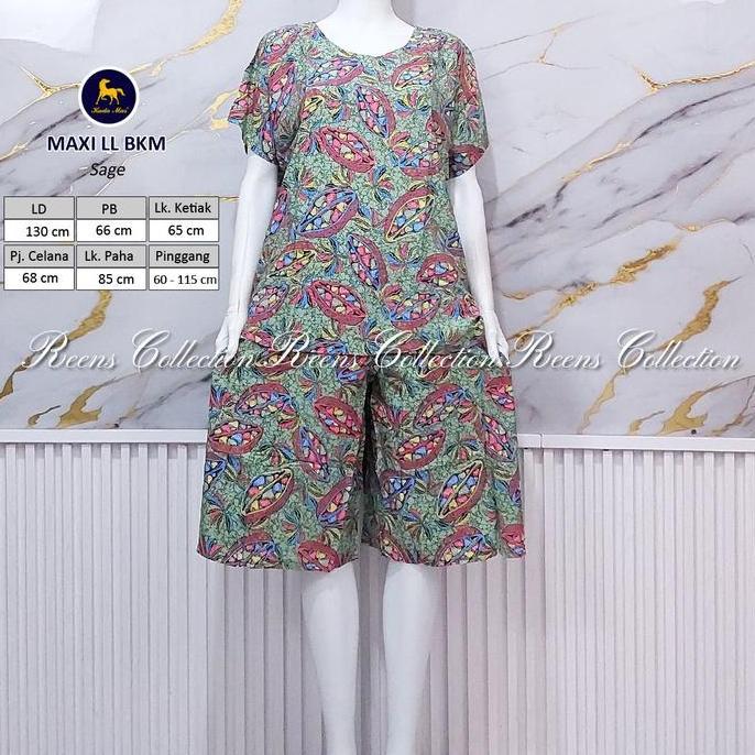Batik Kuda Mas Setelan Jumbo Maxi Ll Ld 130 | Piyama Wanita Celana Pendek Rayon Bunga Motif Nyaman
