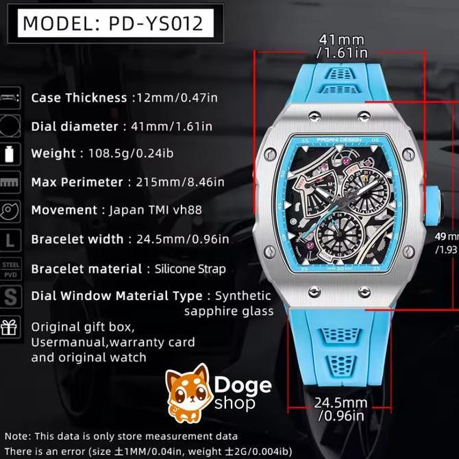 Pagani Design PD-YS012 Watch Tonneau Quartz Homage VH88 Japan Movement