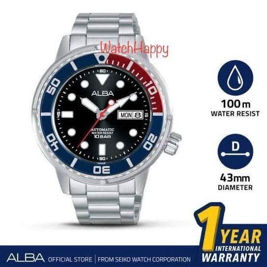WatchHappy Alba AL4247X1 Men Automatic AL4247 Black Dial Stainless ORI