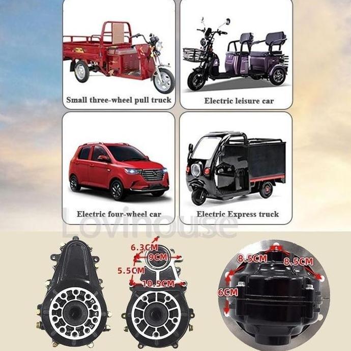 Dinamo Motor Listrik Dc 48V 500/1000W+Gear Box 3300Rpm Listrik Roda 4 Sepeda Motor Roda 3 Bldc Motor