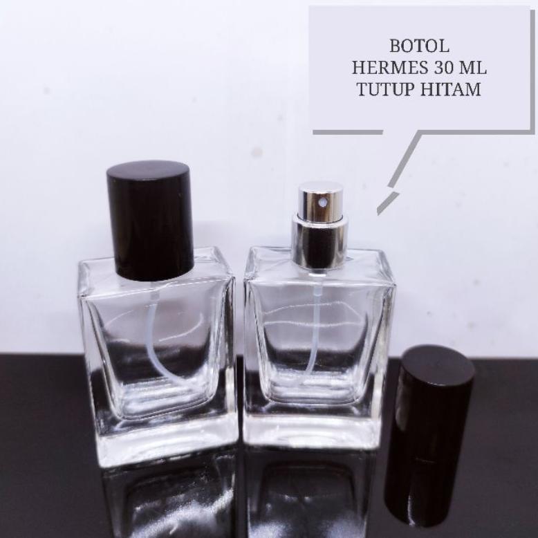 BOTOL - HERMES 30 ML HITAM | Botol parfum kosong Spray drat putar [ Lusin ]
