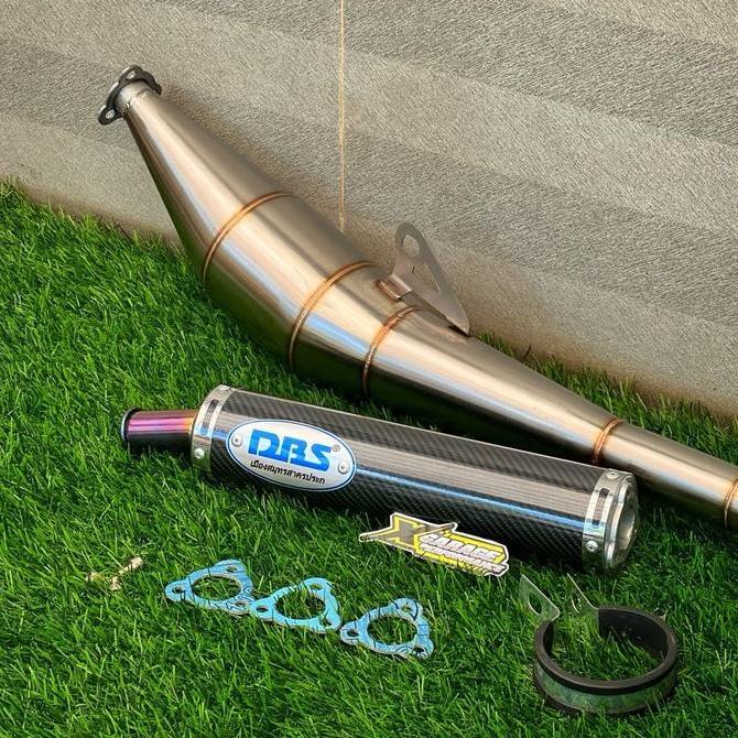 Knalpot FIZ R 2tak DBS Thailand Carbon Burntip Model samping Standart (PNP) Baut Foto Motor Motorcyc