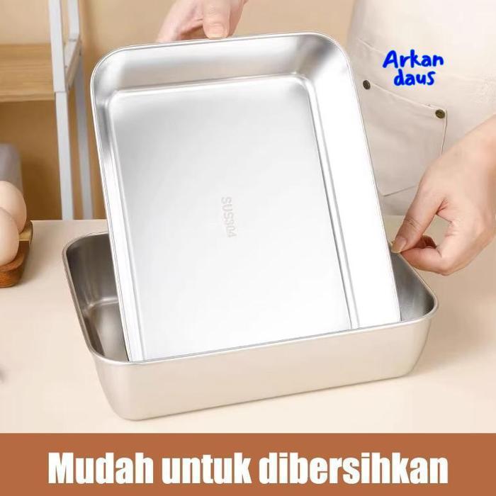 Flash Sale H-4 CodZebra Nampan Persegi Baking Tray Baki Stainless Steel Cocok Untuk Oven Microwave D