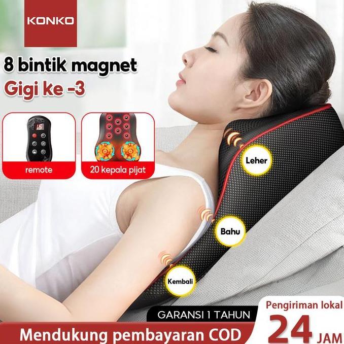 KONKO Pijat Bahu 8 Bola Dan Tulang Belakang Leher 4-in-1 Multifungsi Bantal Pijat Alat Pijat Punggun
