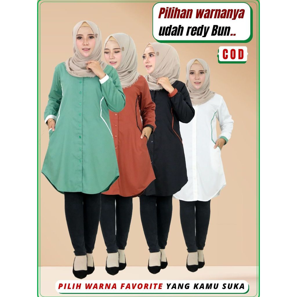 Baju Atasan Tunik Tunik Polos Wanita Terbaru Bahan Katun Toyobo Adem Premium Kekinian Santri PutriA9