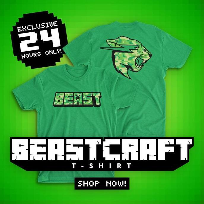 DR302>> Kaos / T-Shirt - Youtuber Mr Beast Beastcraft Tee Minecraft MrBeast
