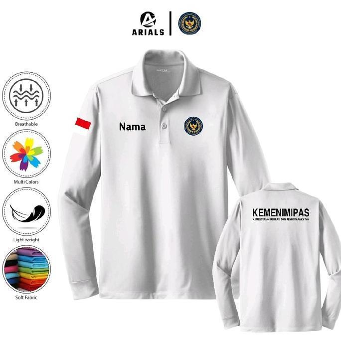 DE109 >> Arials Polo shirt Baju Kaos Kerah Lengan Panjang KEMENIMIPAS Kementerian Imigrasi dan Pemas