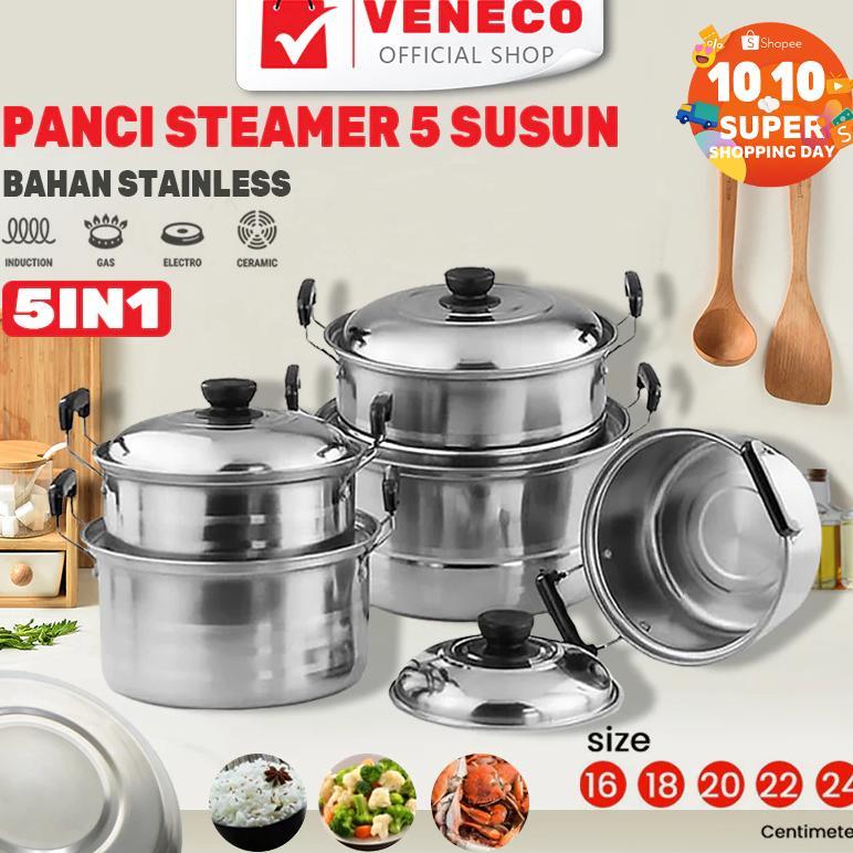 Stainless Panci set 5 susun tutup stenlis / Panci +  Set 5 Susun Stainless Bahan Tebal PREMIUM