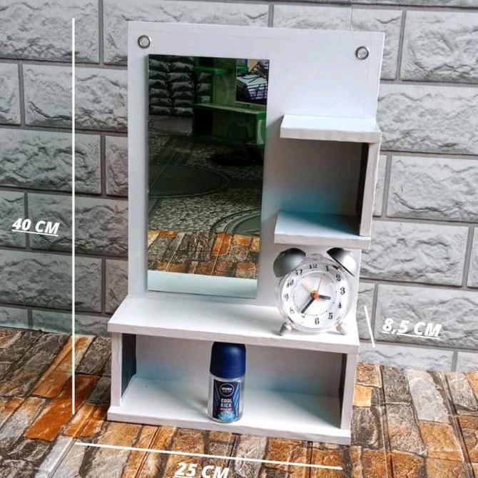 Rak kosmetik cermin rak minimalis dinding Putih