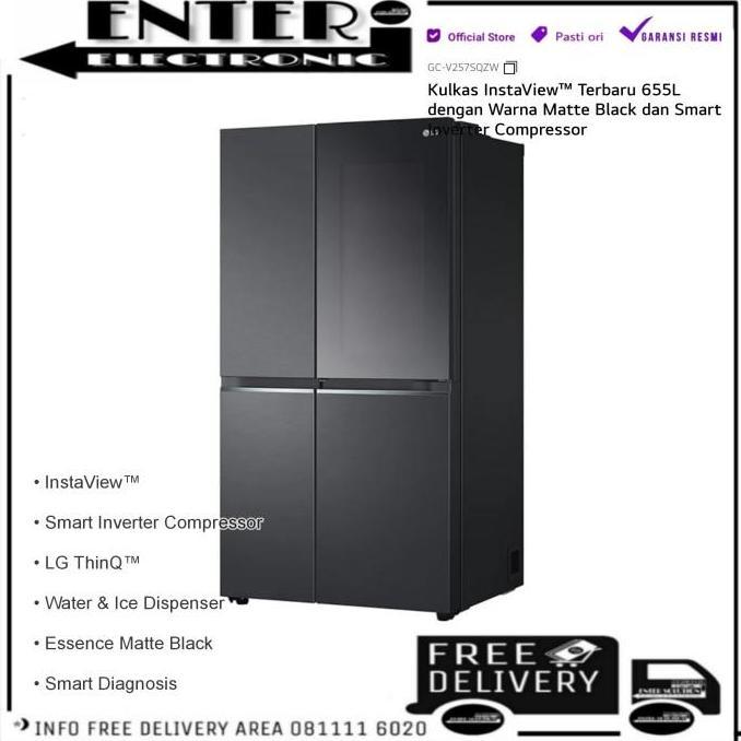 LG GCV257SQZW - KULKAS LEMARI ES SIDE BY SIDE INSTAVIEW LG GC V257SQZW