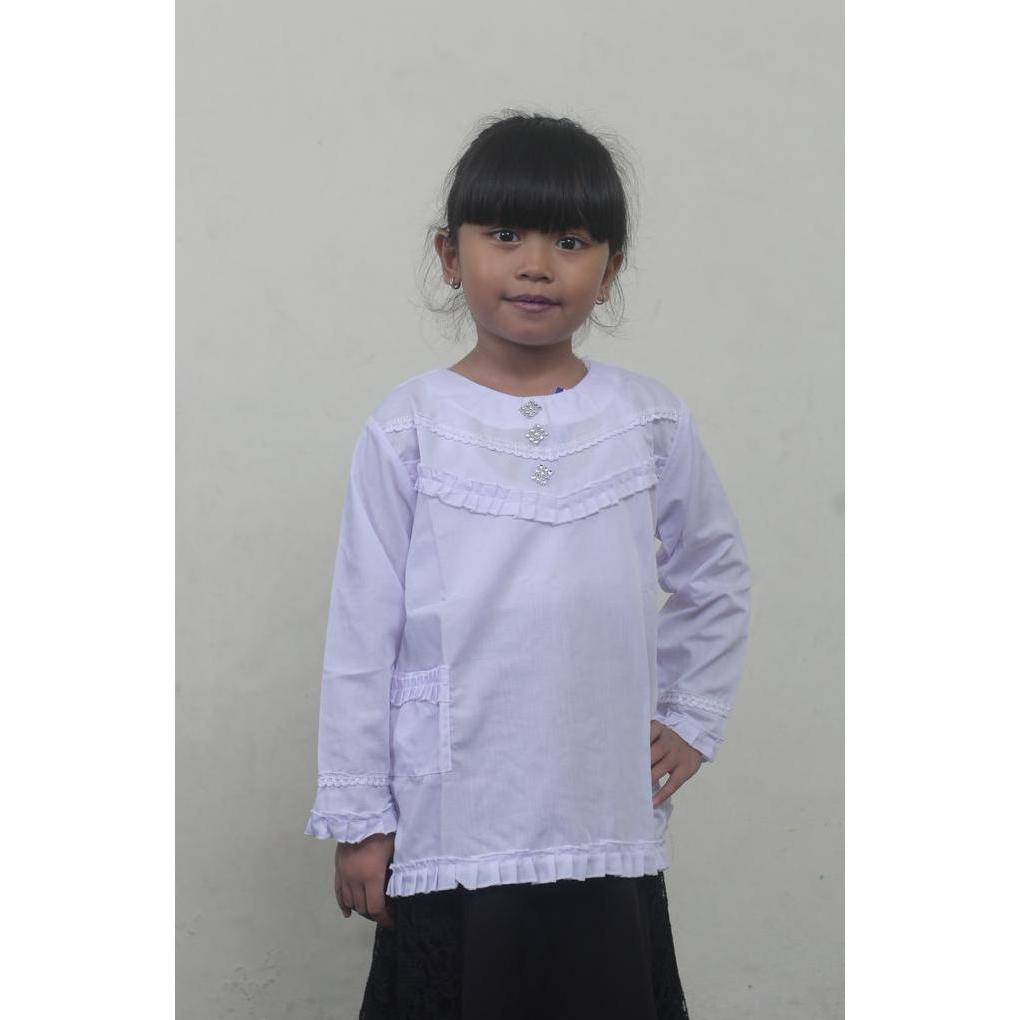 seragam sekolah cewek baju atasan muslim blus TPQ putih bahan kain ero