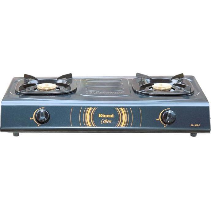 Kompor Rinnai Rinai RI 522 C RI522C 522C Teflon 2 Tungku Ceflon Stainless