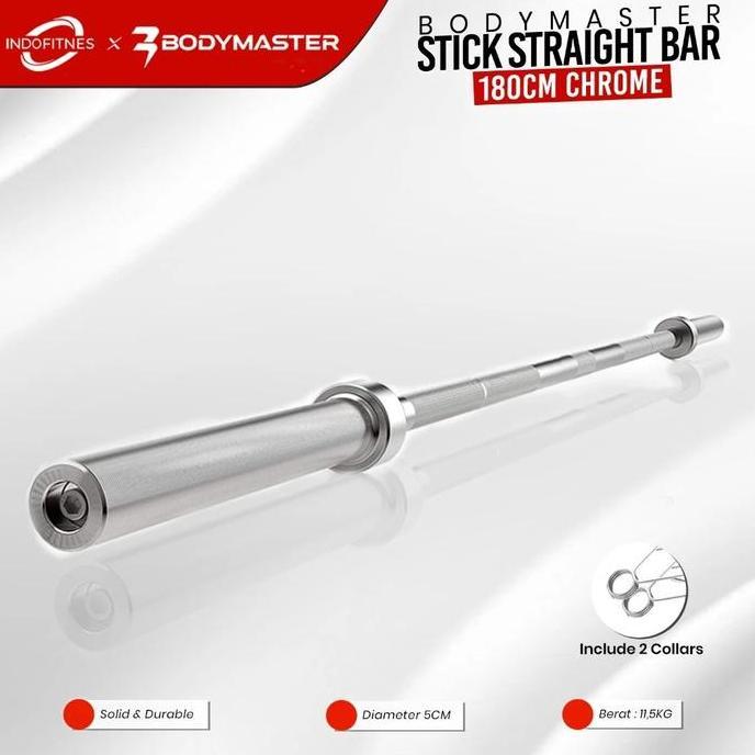 TERMURAH - BODYMASTER Stick Olympia 180cm Dumbell Olympic Bar Barbel Gym Chrome