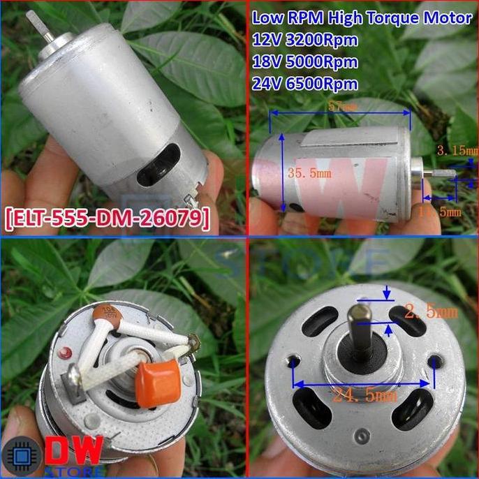Dinamo DC Motor RS555 RS-555 12V - 24V Low RPM Speed High