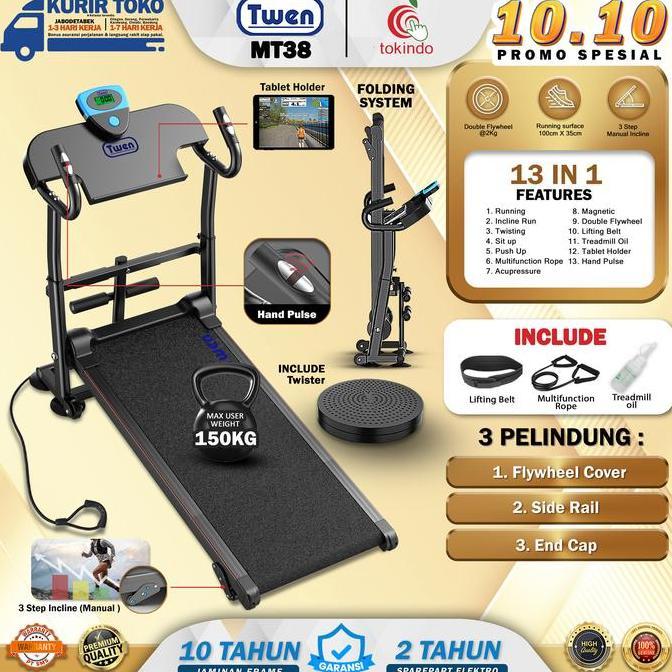 TWEN MT31 MT38 Treadmill Tanpa Listrik Treadmill Manual Treadmill Multifungsi Treadmill Lipat Alat O