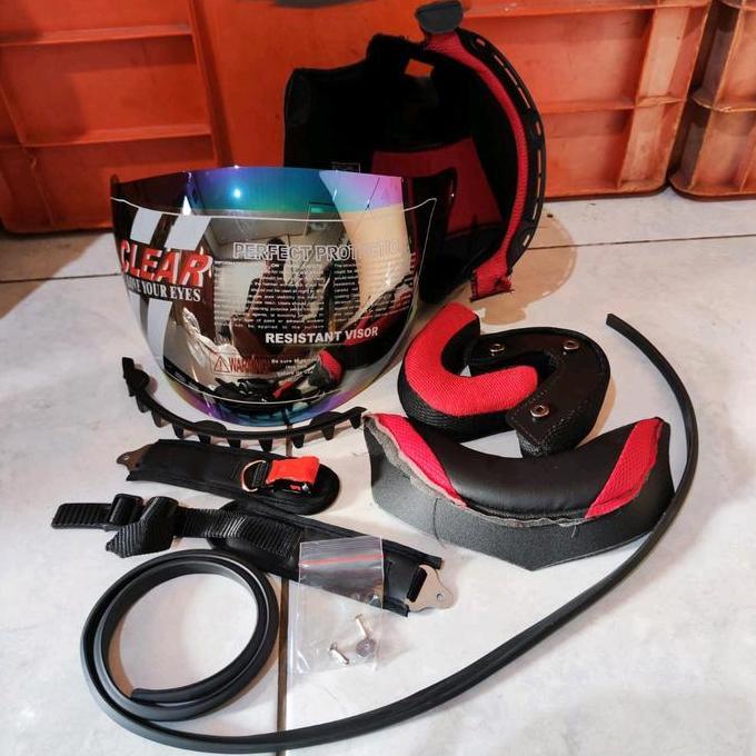 DI16 - Paket Kaca Helm NHK Predator 2 visor + Busa helm NHK Predator Karet list Helm