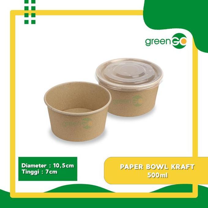 PAPER BOWL KRAFT 360 ML - 500 ML - 650 ML - 800 ML ISI 25 SET PAPER BOWL + TUTUP PAPER BOWL COKLAT P