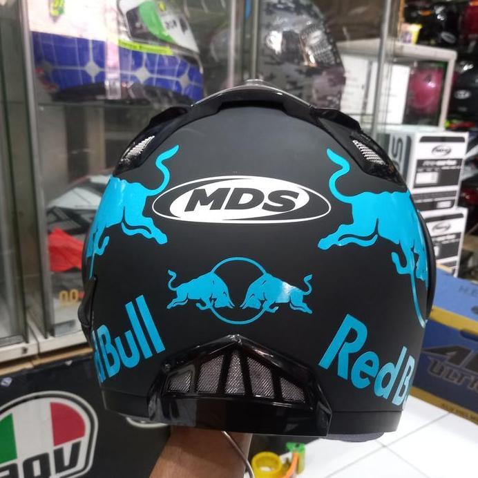HELM MDS PRO RIDER BLACK DOFF RED BULL BLUE|MDS MODULAR