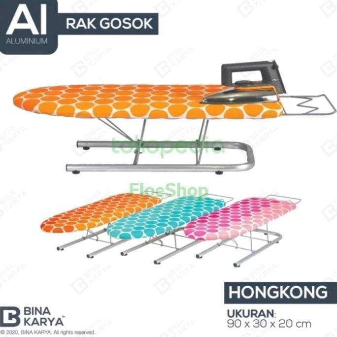 TERMURAH - BINA KARYA Meja Setrika Lipat Duduk Lesehan/Rak Gosok Lipat Alumunium