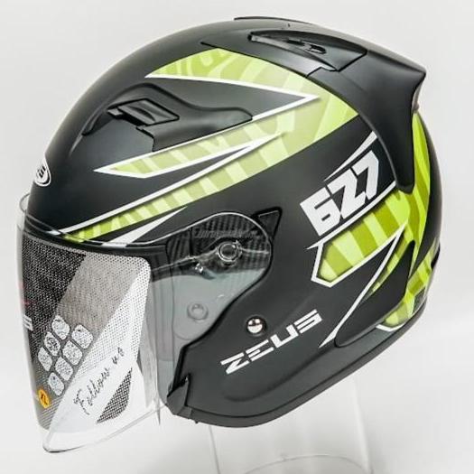ZEUS ZS627 Z627 BM7 MATT BLACK/FLUO YELLOW HALF FACE