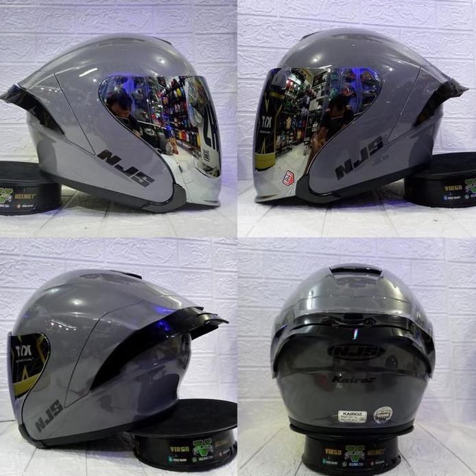 NJS HELM KAIROZ SOLID STONE GREY|HELM NJS KAIROZ PAKET GANTENG