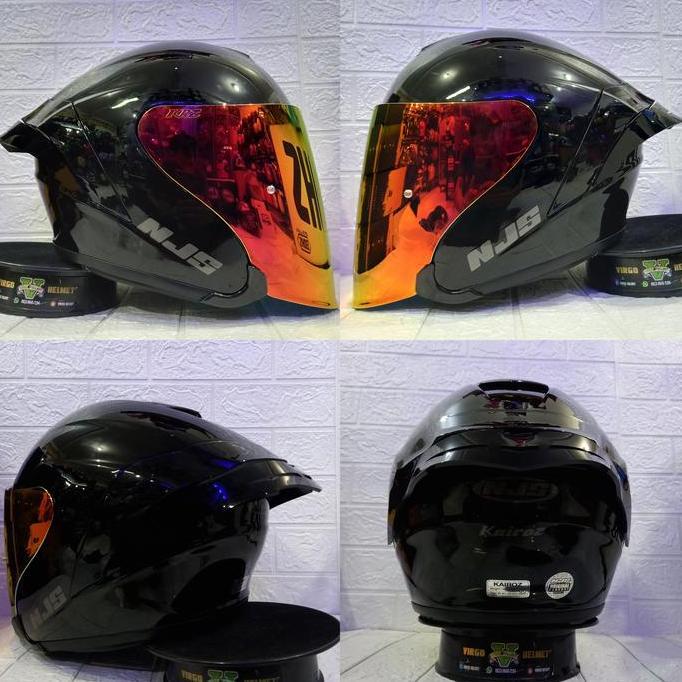 HELM NJS KAIROZ SOLID BLACK PAKET GANTENG