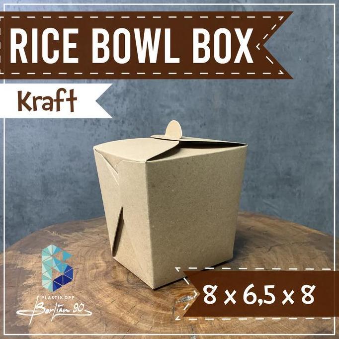Food Pail Rice Bowl Paper Rice Box Lunch Box Takeaway Kraft Grosir