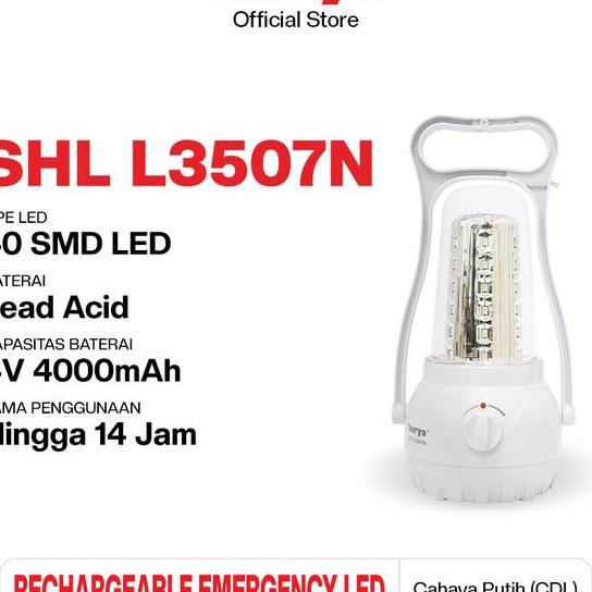 Lampu Senter Emergency Led Shl L3507N Rechargeable