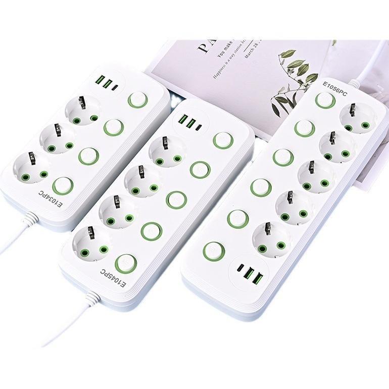 Safety Smart Switch Stop Kontak Multi Function Power Socket With USB C Port Premium Power Strip Stop