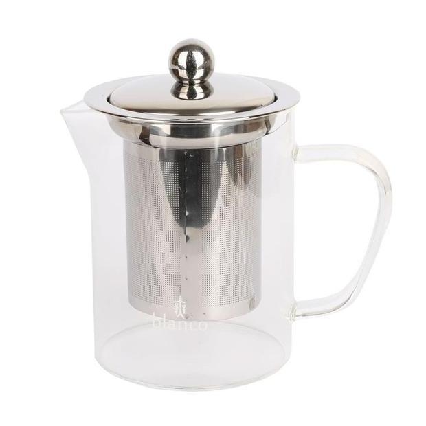 Merko Metal Mesh Beaker Glass Teapot 350Ml Teko Teh Kaca Saringan