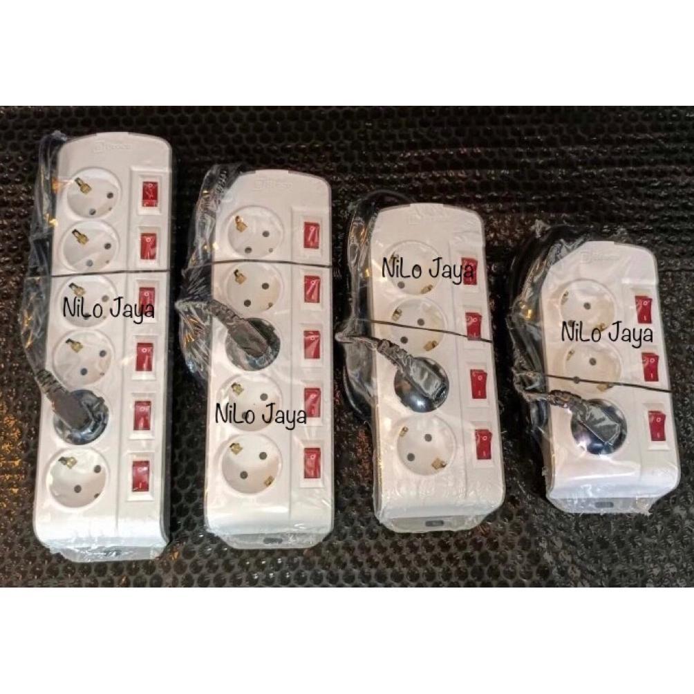 BROCO  Stop Kontak / Colokan  3 4 5 6 Lubang + Saklar Masing2 + Kabel 1,5M ORIGINAL Stop Kontak