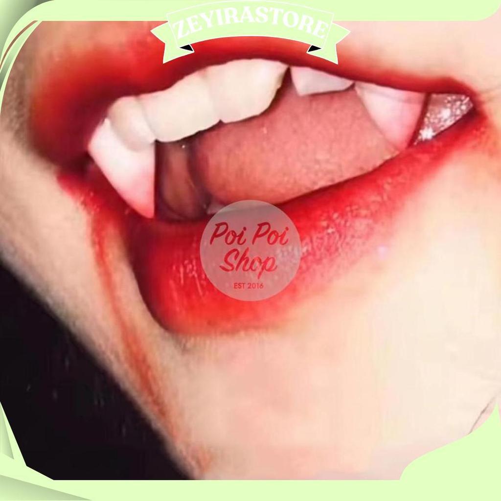 Gigi Vampir Drakula Gerak Box Vampire Gigi Taring Palsu Fake Fang Halloween Vampir Drakula Tajam Cos