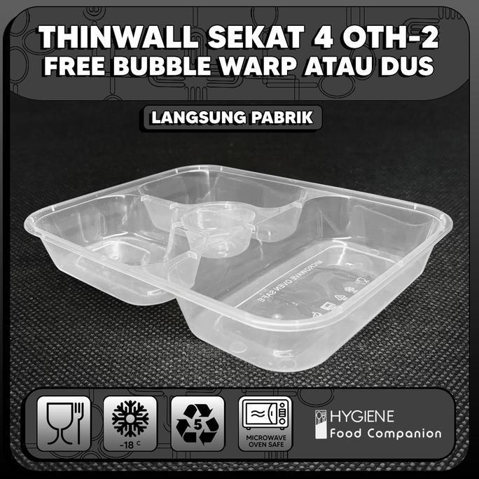 Bento 4 sekat Plastik Thinwall / Food Container Premium