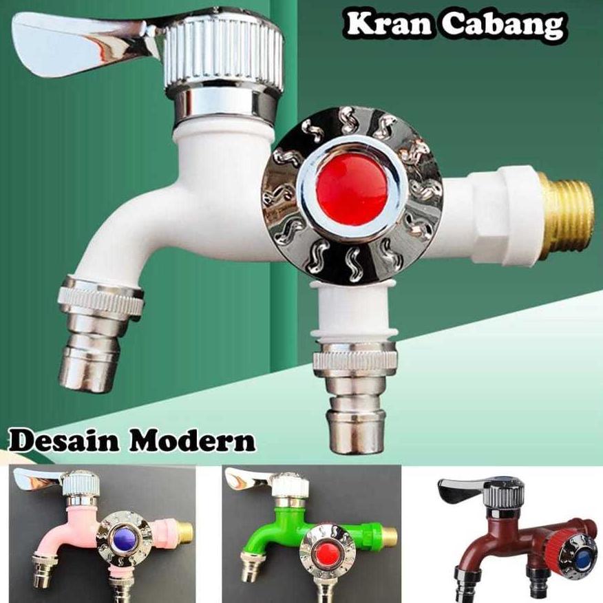 Keran Cabang Shower ABS Kran Air Double Plastik Kran Cabang 2