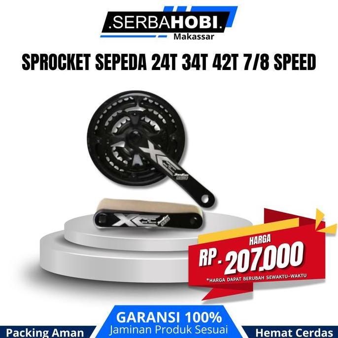 +%+%+%] JIANKUN Gigi Crankset Sepeda Aluminium 24T 34T 42T 7/8 Speed