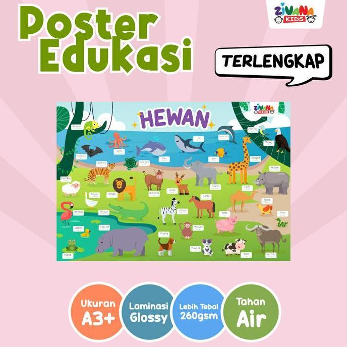 Poster Edukasi Anak Mengenal Nama Hewan
