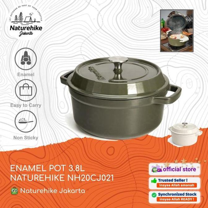 Enamel Pot 38L Naturehike Nh20Cj021 Panci Nesting Cooking Set Camping