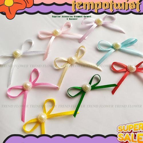 Terlaris [PER LUSIN] Pita kecil Satin 1/8 inch plus monte kecil PER LUSIN pita hiasan souvenir hampe