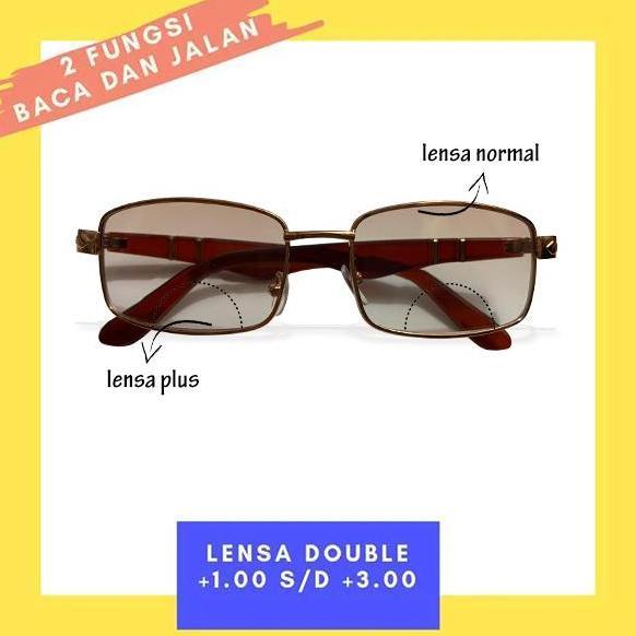 Kacamata Double Fokus | Kacamata 2Fungsi Plus Normal Lensa Coklat -Cod