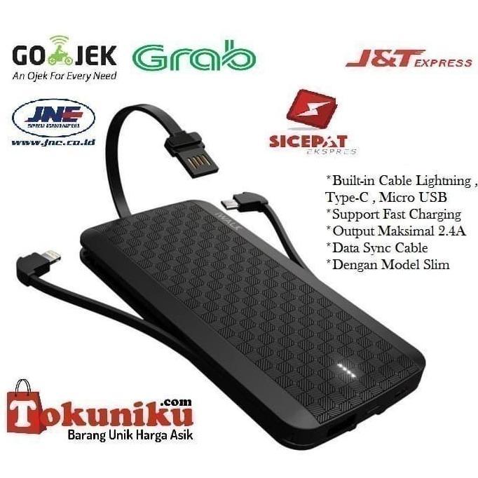 IWALK UBT8000X Scorpion Powerbank 8000mAh Builtin Cable