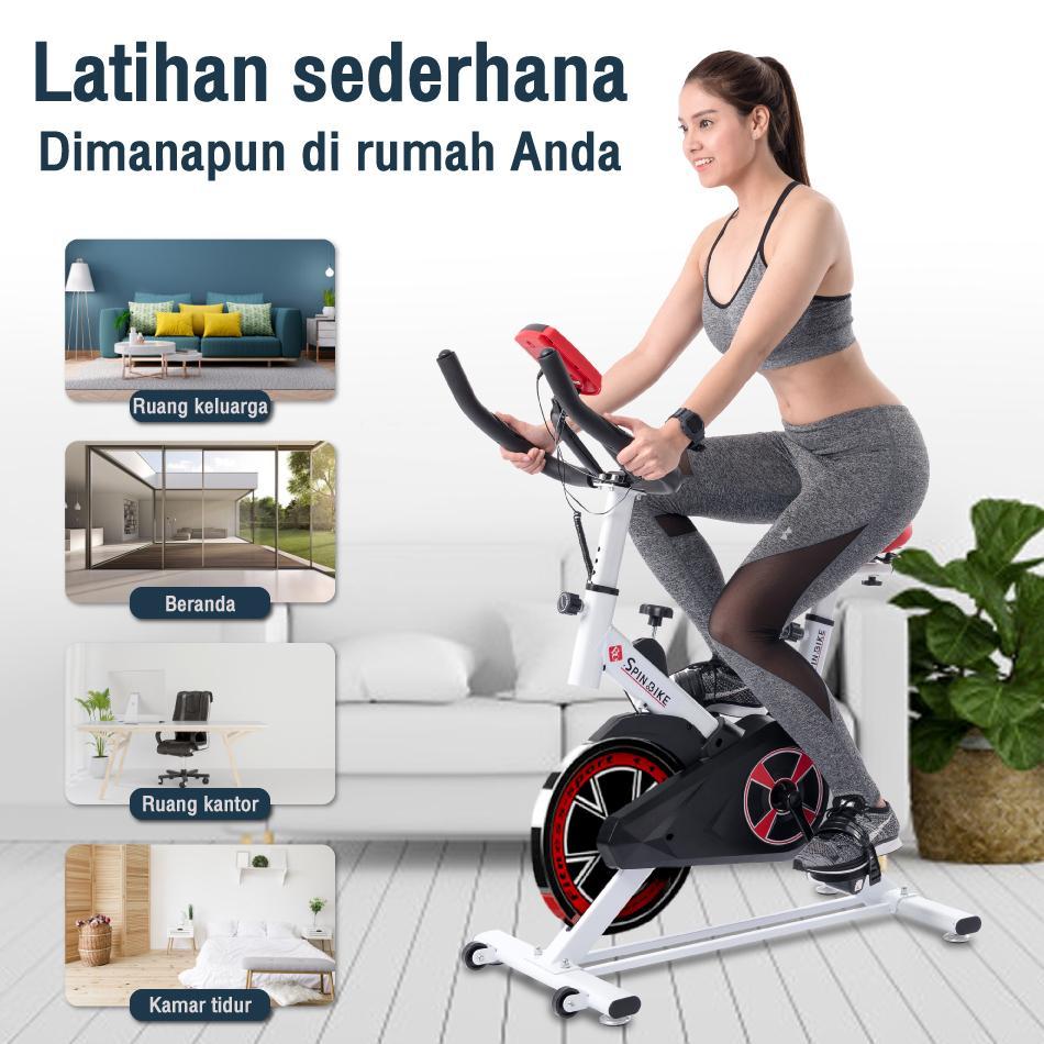 Sepeda Statis Kesehatan Led Spinning Bike Kuat Hingga 120Kg Alat Olahraga Fitness Cardio