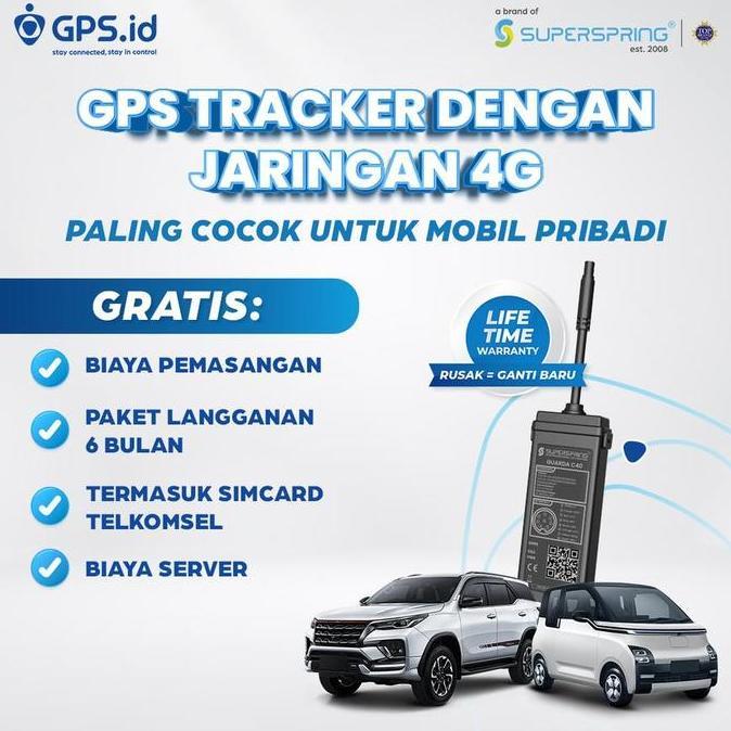 NEW GPS.id Plus GUARDA C40 GPS Tracker Pelacak Kendaraan Jaringan 4G Matikan Mesin Jarak Jauh - Grat