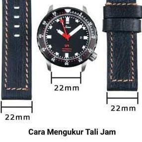 DR142>> TALI JAM TANGAN CANVAS KULIT 22-24-26 MM ORIGINAL HITAM STRAP CANVAS