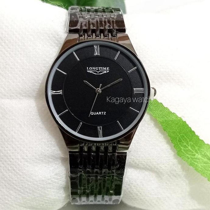 DI103 >> Jam Tangan Pria Rantai Stainless Bulat Tipis Keren Elegan Terbaru